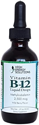 Vitamin B-12 Methylcobalamin Sublingual Liquid Drops - 2,500 mcg - Value Sized 2 Ounces (60ml) Superior Absorption - Non GMO - Vegan - Alcohol Free - Enjoy Natural Energy, Concentration And Focus