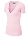 MBJ Womens Premium Basic Fitted Soft Short Sleeve Deep V Neck T Shirt
