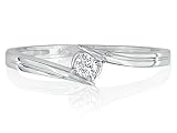 Sterling Silver Diamond Solitaire Promise ring .07ct tw (Sizes 4-9)