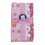 Gerber 4 Count Flannel Burp/Diaper Print, Pink