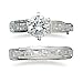 Wedding Set -6.5mm Round CZ With Princess Cut and Baguettes Ring