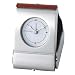 Silver-Plate & Brown Leather Executive Travel Alarm Clock(Boxed)