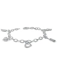 Sterling Silver 925 Treble Clef-Guitar- Accordian & Heart Charms Bracelet