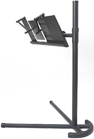 Er Rotatable Laptop Floor Stand with Clamp Holder and Optional Lamp | Fully Adjustable Standing Desk with Fan and Extendable Tray | Tablet Pc Desktop Cart for Bedside and Next to Sofa (Black)