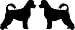 Two opposing silhouettes of a PORTUGUESE WATER DOG vinyl decal available in two sizes and many colors