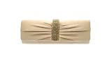 Medium Sized Hard Cased Satin Clutch Bag with Long & Short Chains
