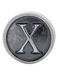 Kera Sterling Silver Alphabet Letter X Bead