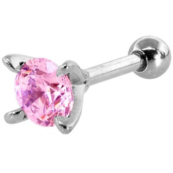 PINK - 925 Sterling Silver TINY CZ Cartilage Piercing Earring