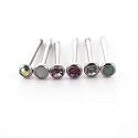 7 Pack-22G Surgical Steel Nose Studs: 6 Crystal-Opals, Pinks, Iridescents-1 Retainer-Hinged Gift Box