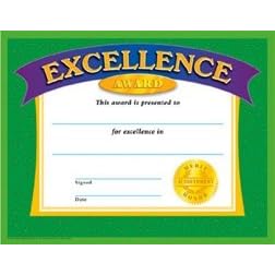 TREND ENTERPRISES INC. T-11005 CERTIFICATES EXCELLENCE AWARD by E T