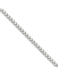 2.5mm. 14 Karat White Gold, Solid Franco Chain - 8 inch
