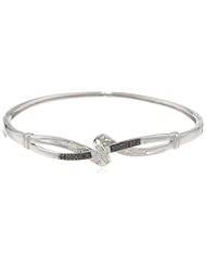 Silver Black and White Diamond Bangle Bracelet (0.25 cttw, I-J Color, I2-I3 Clarity)