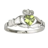 Sterling Silver Claddagh Birthstone Ring - August - Made in Ireland