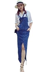 Cotton/Denim Slit Midi Dress 