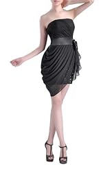 Strapless Bateau Neck Chiffon Little Black Dress 