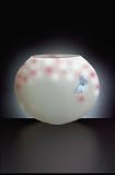 Narrow Bowl with Pink Accents and Blue Butterfly