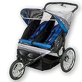 Run Around Fixed Wheel Double Jogging Stroller - Blue/ Gray