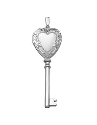 14k White Gold KEY Locket 3/4 inch x2 inch in Solid 14K White Gold