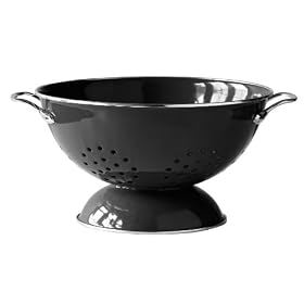 Premier Housewares 23 cm Retro Enamel Colander, Black
