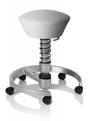 SWOPPER CARE 3D-Aktiv-Bürostuhl Hocker Sitzpolster Normal, Farbe weiss (Stamskin/Care), Fussring mit Speedrollen, Feder SMALL 40 - 80 kg, Basis Titan Federfarbe wie Basis, Federfarbe schwarz (SWOPX16TRSSML)