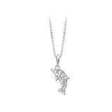Sterling Silver Cubic Zirconia Dolphin Pendant with Chain