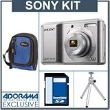 Sony Cyber-shot DSC-S2100 Digital Camera Kit, - Silver - with 4GB SD Memory Card, Camera Case, Table Top Tripod