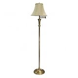 LEDL9004 Antique Brass Finish Swing Arm Floor Lamp with Bell Shade, 58 High