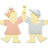 14K Tri Color Gold The Kids Large Girl & Boy Charm
