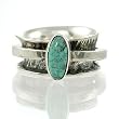 Southwest Turquoise Gemstone and Sterling Silver Spinner Ring by Native American Artist Ronnie Willie, Size 6, #7768