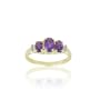 10k Yellow Gold February Birthstone 3-Stone Amethyst with Diamond-Accent Ring, Size 7