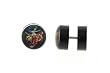 Genuine Ed Hardy Anodized Black Fake Plug - Tiger with Hat Logo -16g Wire - 10mm - Sold as a Pair
