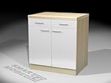 UNTERSCHRANK ANCONA 80 Glänzend weiß/Akazie