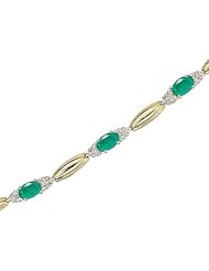 14kt Yellow Gold Oval Emerald and Diamond Bracelet