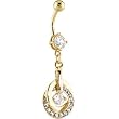 Clear 24kt Gold Plated Cubic Zirconia Entangled Hoop Belly Ring