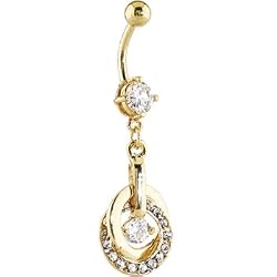 Clear 24kt Gold Plated Cubic Zirconia Entangled Hoop Belly Ring