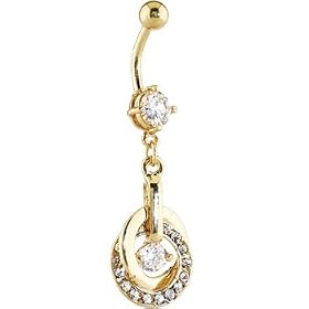 Clear 24KT Gold Plated Cubic Zirconia ENTANGLED HOOP Belly Ring by 