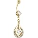 Clear 24kt Gold Plated Cubic Zirconia Entangled Hoop Belly Ring