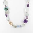 Amethyst, Aquamarine, and Citrine Gemstone Beaded Necklace with Butterflies in Sterling Silver, 21" Length, #7532
