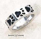Sterling Silver Dog Paw Print Band Ring - Size 12.0