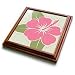 Pink Hawaiian Flowers On A Light Gray Background - 8x8 Trivet With 6x6 Ceramic Tile
