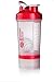 BlenderBottle ProStak System with 22-Ounce Bottle and Twist n' Lock Storage, Clear/Red