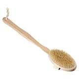 Foxnovo Dual-purpose Detachable Long Wooden Handle Natural Bristle Bath Body Brush Massager Back Brush Spa Scrubber