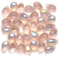 Czech Glass Beads 9mm Teardrop Rosaline Pink AB (50)