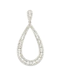 Ladies 18K White Gold 1.89Ct Round Cut Diamond Designer Charm Drop Pendant 6.5Gr