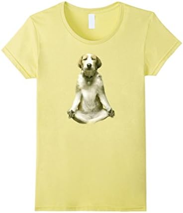 Women's Yoga Clothes Smile Dog Namaste Awakens Meditation Shirt XL Lemon