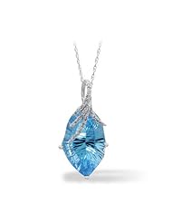 Sterling Silver, Diamond and Blue Topaz Pendant