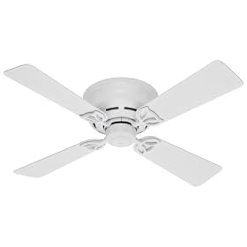 Hunter 23866 Lowprofile III 42-Inch 4 White Plastic Blades Ceiling Fan, White