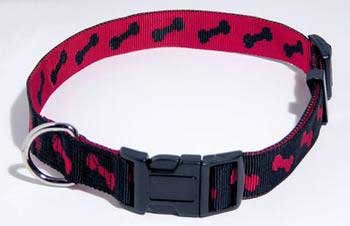 Four Paws Adjustable Nylon Bones Pattern with Nickel Plated Hardware Dog Collar