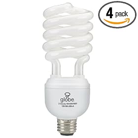 Globe 4561001 15 26 40-Watt 3-Way Compact Fluorescent Light Bulb, 4 Pack from Light Bulbs