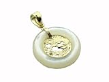 White Mother Of Pearl Enclosed Dragon Pendant, 14k Gold